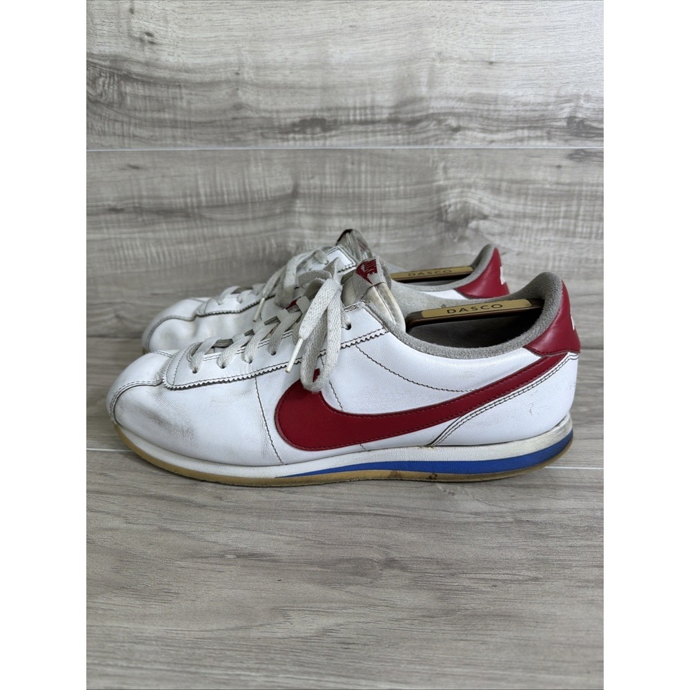 NIKE Classic Cortez Men's 11.5 Sneakers Leather White Red Blue "Forrest Gump"